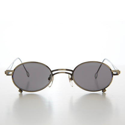 Small Oval 90s Full Metal Steampunk Sunglasses - Azari