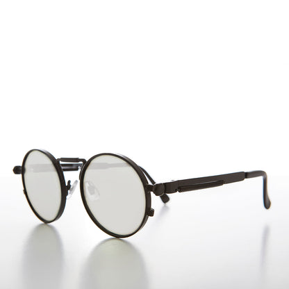 Round Black Metal Goth Steampunk Sunglass - Ivan 2
