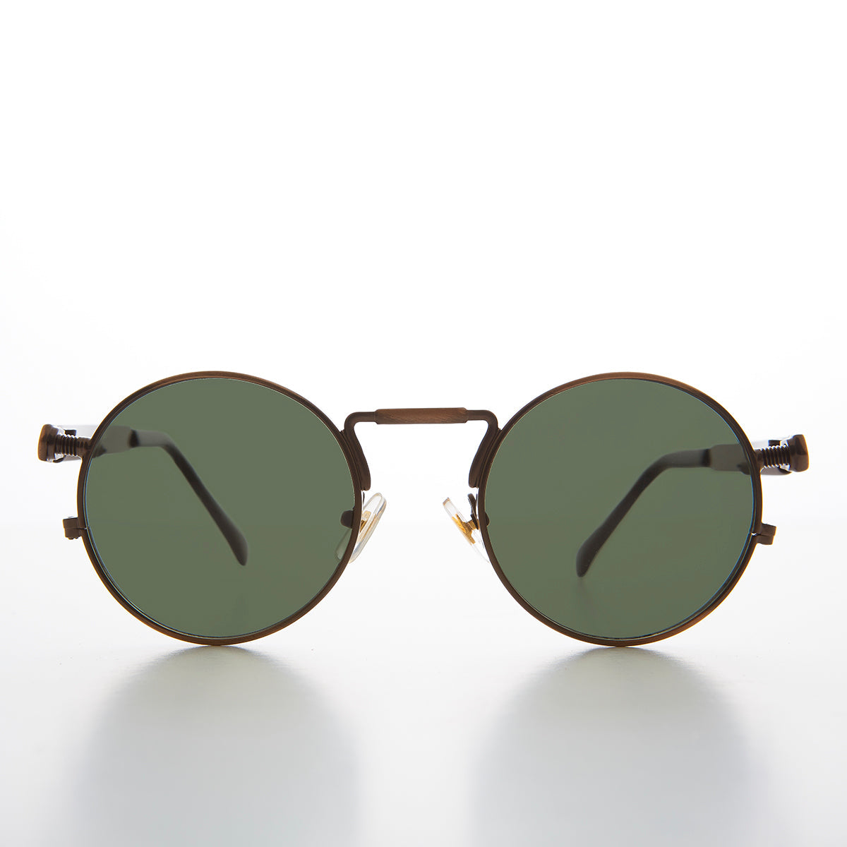 Round Bronze Metal Goth Steampunk Sunglass - Ivan 3