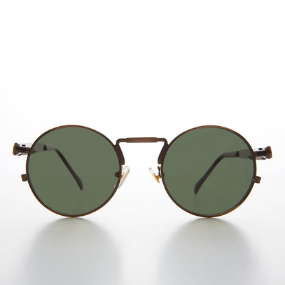 Round Bronze Metal Goth Steampunk Sunglass - Ivan 3