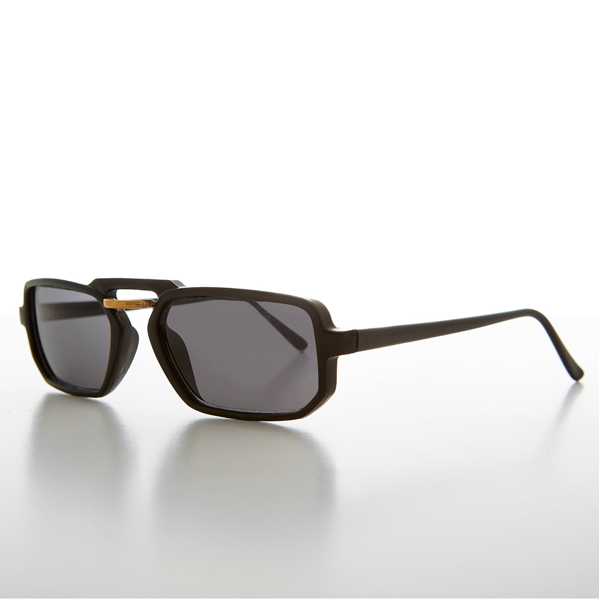 Unique 90s Rectangular New Wave Sunglass - Noir