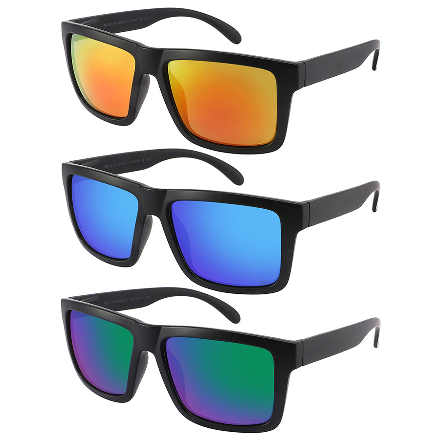 BIG AND TALL COLOR MIRROR SAFETY Z87+ SQUARE SUNGLASS WHOLESALE BG541129/REV