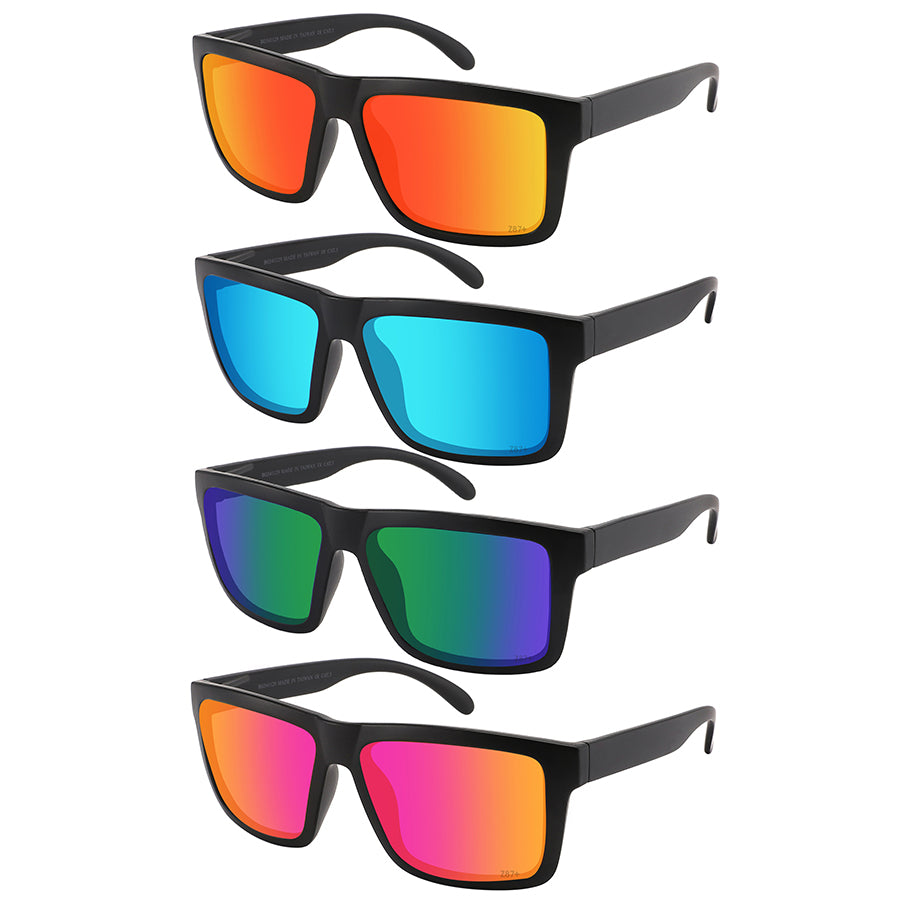 BIG AND TALL COLOR MIRROR SAFETY Z87+ SQUARE SUNGLASS WHOLESALE BG541129/RV