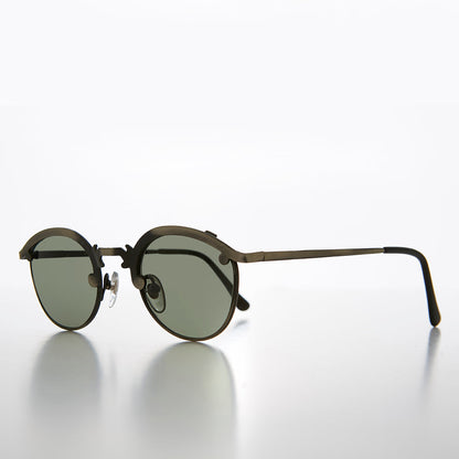 Round 90s Metal Unique Sunglass with Arrow Nose Bridge - Charmer