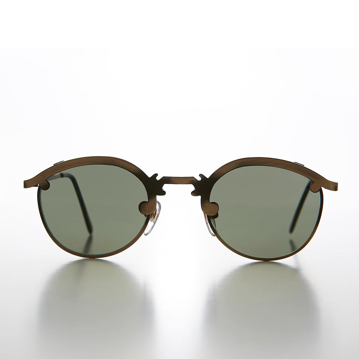 Round 90s Metal Unique Sunglass with Arrow Nose Bridge - Charmer