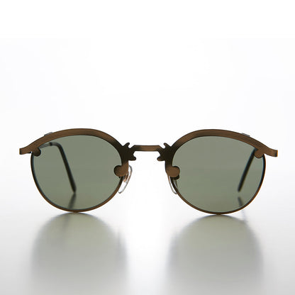 Round 90s Metal Unique Sunglass with Arrow Nose Bridge - Charmer