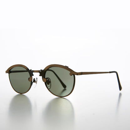 Round 90s Metal Unique Sunglass with Arrow Nose Bridge - Charmer